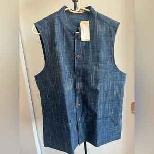 SOLD Fabindia Men Nehru Sleeveless Jacket Vest Nehru Mandarin Collar Cotton L